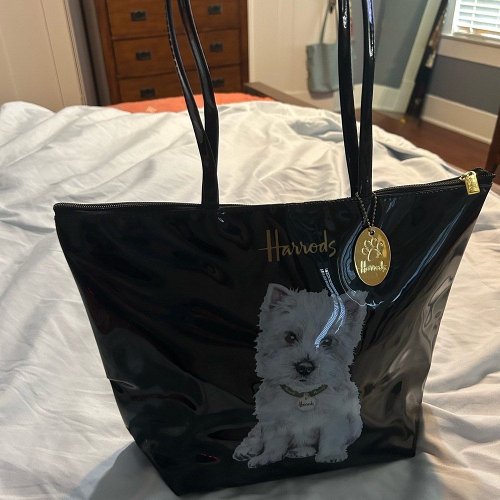 Harrods Black WESTIES Should Tote with Dog Design